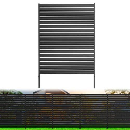 1 Panel No-Dig Metal Privacy Fence Screen, 60" H × 48" W Outdoor Air Conditioner Fence, Rustproof AC Unit Cover to Hide Trash Bins, Pool Equipment Enclosure, Decorative Garden, Patio & Backyard