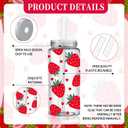 Whaline 20 Pcs Strawberry Plastic Cups with Lids and Straws Clear Reusable Party Drinking Cups for Summer Wedding Baby Shower Birthday Party Supplies