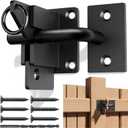 Heavy Duty Self Locking Fence Gate Lock Latch Stainless Steel, Wooden Post Mount Gate Door Latch Matte Black 1Pack