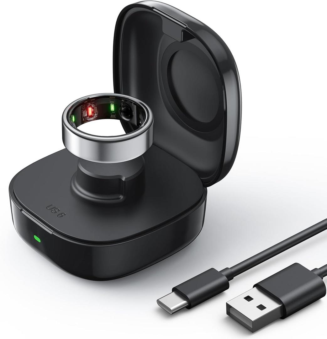 Upgraded Wireless Charging Case Compatible with O-ra Ring Gen3 Charger, Portable Travel Charger Dock with Indicator Light, Compact Charging Box for O-ra Ring Gen3 Heritage/HorizonBlack,Size 6