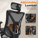GABRYLLY Ergonomic Office Chair with Footrest, 135 Reclining Desk Chair with Adjustable Lumbar Support,3D Armrest,Headrest & Large Steel Base, 300LBS Heavy Duty Mesh Chair, 20.6x19.1x42.7~48.8 Inches