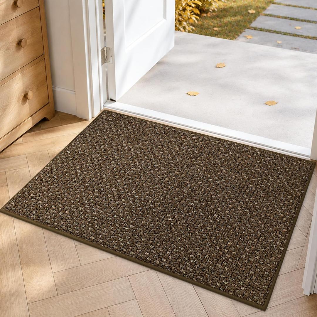 COSY HOMEER Door Mat Non-Slip Entryway Rugs Dirt Trapper, 20"x32", Brown