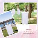 4 Packs Round Cocktail Table Skirt 32"x 43" Spandex Stretch Cocktail Tablecloth with Wavy Drapes, White Spandex Fitted High Top Table Covers for Wedding Party Birthday Banquet Bar