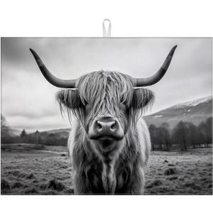 Highland Cow Dish Drying Mat for Kitchen Counter Drying Pad Absorbent Reversible Dish Drainer Rack Mats Draining Pad 18"x24"Inch