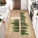 Snowman Kitchen Rugs Sets of 2, Christmas Tree Kitchen Mats, Snowflake Floor Mat, Christmas Deer Rugs Winter Holiday Decor, Reindeer Low-Profile Runner Rugs for Home Party , 17x29 and 17x47 Inch (1'5" x 3'11" (Rectangular)