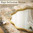 VooBang Gold Scalloped Circle Mirror, 24" Wavy Edge Round Wall Mirror with Tempered Glass Textured Circular Metal Deep Frame, Hanging Leaning for Bathroom, Hallway, Entryway, Livng Room