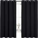 NICETOWN Bathroom Blackout Curtains and Drapes, Black Solid Thermal Insulated Grommet Blackout Drapery Panels for Window (2 Panels, 55 inches Wide by 68 inches Long, Black)