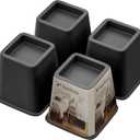 Bed Furniture Risers 4 Inches, Heavy Duty Bed Lifts, Furniture Risers for Bed, Couch, Desk, Sofa, Chair, Table Legs Extenders (Pack of 4, Black)