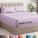 Extra Deep King Sheet Set - 4 Piece Breathable & Cooling Bed Sheets - Easily Fits 18 to 24 inch Mattress - Ultra Soft, Wrinkle & Fade Free w/ Extra Deep Pockets - Hotel Luxury Bedding - Light Lavender