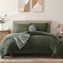 Monbix King Size Comforter Set - 7 Pieces Bed in a Bag King, Olive Green Bedding Sets with Comforter, All Seasons Comforter Bed Set with Sheets, Pillowcases & Shams