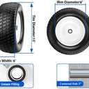 2 Pack 15x6.00-6 Flat Free Tire and Wheel, Solid Lawn Mower Tires 15x6.00-6, 15x6.00-6 Solid Tires （White Rim)