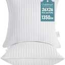 Amazon.com: Oubonun 26 x 26 Euro Pillow Inserts, Firm and Fluffy Decorative Square Pillows for Couch Bed Sofa with Soft Cotton Cover White Cushion with Down Alternative Pack of 2 : Home & Kitchen