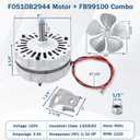 F0510B2944 Attic Ventilation Fan Motor & FB99100 12" Attic Fan Blade Propeller Replacement for Lomanco 2000/1800 Series F0510B2497 A0416B2059 3.4 Amp 1100 RPM 115V 5-Blade 32 Degree for 1/2" Shaft