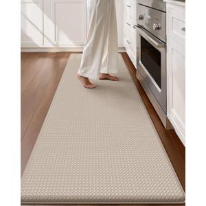 Color&Geometry Anti Fatigue Cushion Kitchen Mat for Floor -24"x87",Wide,Easy Clean, Water & Oil Proof, Anti Slip, Foam Rubber Runner Rug for Front Sink Comfort Standing,Dark Beige