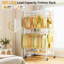 ULIFHOME P4 Rolling Clothes Rack Heavy Duty, Clothing Racks for Hanging Clothes, Freestanding Garment Racks with Wheels, Metal Portable Closet Rack 35.5''W 20.5''D 80.5''H, Max Load 560Lbs, White