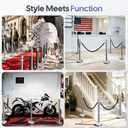 6 Pack Silver Stanchions and Velvet Ropes Set, Stainless Steel Crowd Control Barriers, 3Pcs Black Ropes and Poles for Party Supplies,Photobooth Accessories,Prom,Birthday,Business,Wedding, Museums