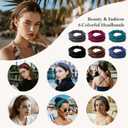 HSEM Headbands for Women, Wide Elastic Head Bands, Non-Slip Thick Hair Bands, Sports Stretchy Sweat Bands, Large Knotted Soft Headband, Gray Burgundy Green Black Coffee Navy