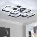 31.5" Modern LED Ceiling Light 6-Square Dimmable Ceiling Light Fixtures with Remote 3000K-6000K Black Close to Ceilings Lamp 60W for Living Room, Bedroom