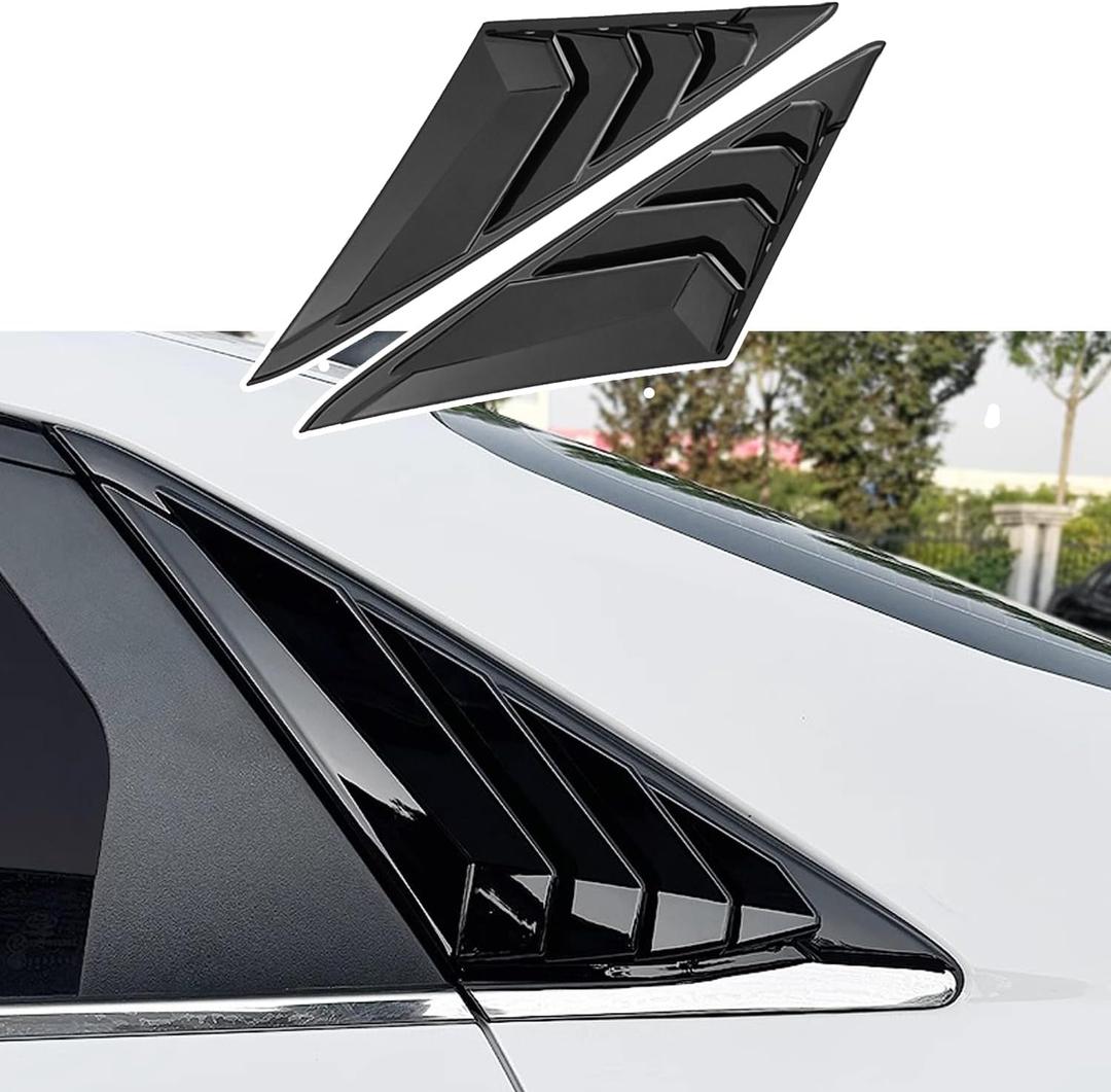 Blazeray for Hyundai Elantra 2024 2025 2026 Racing Style Rear Side Window Louvers Air Vent Scoop Shades Panel Cover Auto Exterior Decoration Trim Accessories 2PCS(Bright Black)