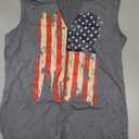MAIHUN American Flag Tank Tops for Women 4th of July Shirts Ring Hole Sleeveless V-Neck T-Shirt Patriotic Tees (Gray, S)