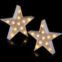 Tarpop 2 Pcs Star Plastic Night Light Battery Operated LED Marquee Light Star Sign Room Wall Lamp for Movie Night Supplies Carpet Party Decorations Christmas Theater(White)