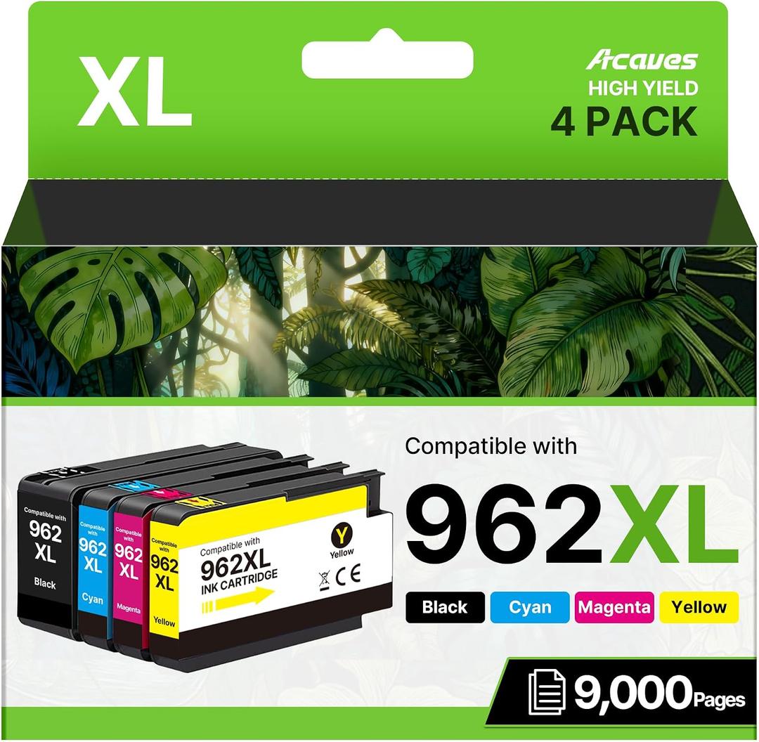 962XL Ink Cartridges for HP 962XL Ink Cartridges Combo Pack Work for HP OfficeJet Pro 9010, 9015, 9018, 9020, 9025 9014 9016 9019 Printer, 4-Pack