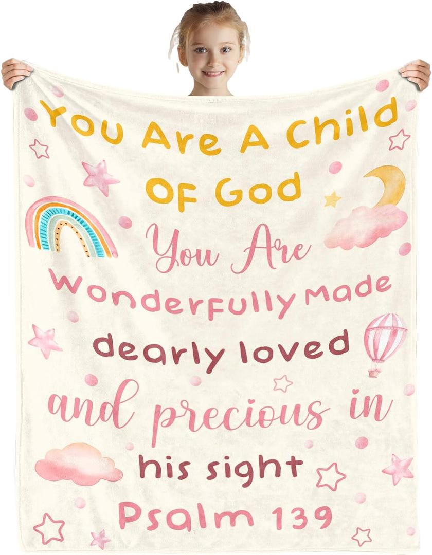 Baptism Gifts for Girls, You are a Child of God Blanket, Christian Present for Boys Girls, Godson Gifts from Godmother, Religious Birthday Baptism Inspirational Confirmation Gift, 40''x50''