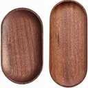 2 Pack Solid Wood Serving Platters and Trays of Natural Wood with Edge, Rectangular Avoid Sliding and Spilling Food (Walnut Trays x 2Pack)