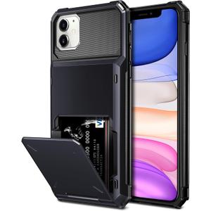 Vofolen Case for iPhone 11 Case Protective Wallet 4-Card Holder ID Slot Flip Door Hidden Pocket Anti-Scratch Dual Layer Hybrid TPU Bumper Armor Hard Shell Back Cover for iPhone 11 6.1 inch Black