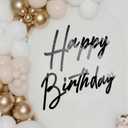 Yousoontic Happy Birthday Sign for Backdrop Large Happy Birthday Sticker Letter Acrylic Mirror Decal for Balloon Arch Party Sign Wall, Peel Off the Acrylic Film(23 x 20 Inches,Classic,Black)