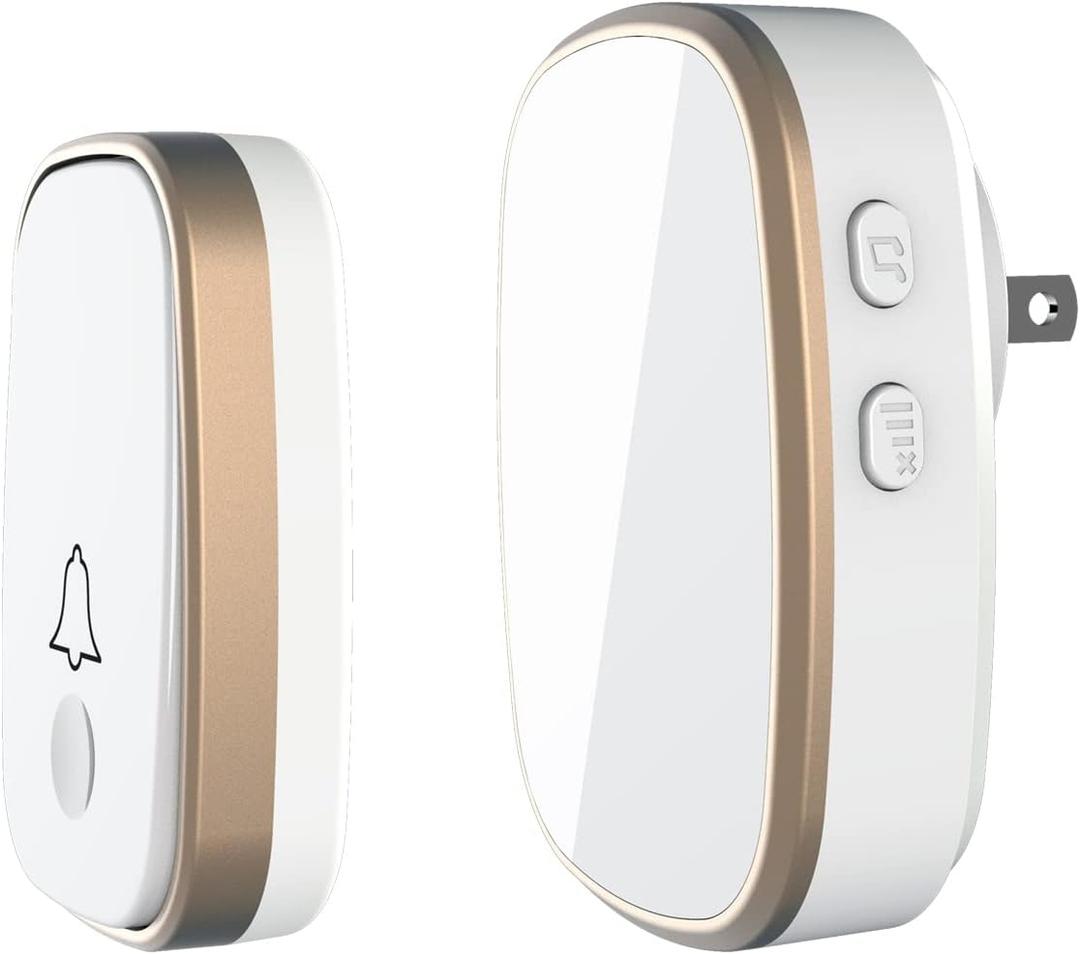 Wireless Doorbell, 1,000ft Range Loud Enough with 5Volume Levels and Mute Mode Door Chimes LED Flashing (2-White)
