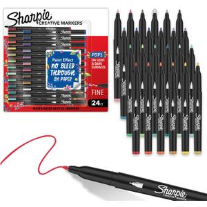 Sharpie Creative Markers Variety Pack, Water-Based Acrylic Paint Markers, Fine Tip, Assorted, 24 Count