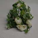 Dolicer 2Pcs 13Ft Artificial Eucalyptus Garlands with Flowers - 8 Roses, Faux Floral Greenery Garlands Fake Flowers Vines for Wedding Table Centerpieces Arch Party Ceremony Backdrop Decor (White)