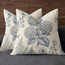 Vintage Blue Gray Floral Throw Pillow Covers Set of 2 Double Sided Linen Blend French Country Botanical Cushion Cases Neutral Cottage Farmhouse Decor for Sofa Couch Bedroom Living Room 1818 Inch