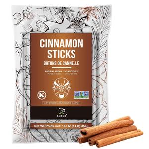 Soeos Cinnamon Sticks, 16 oz (454g), 3.5" Length, 100% Raw, Non-GMO, Kosher Certified, Whole Cinnamon Sticks Seasoning Spice for Coffee, Baking, Cooking and Beverages (EXP 03/01/27)