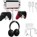 Hosanwell Switch Wall Mount, Wall Mount for Switch/Switch OLED, with Hooks for Hanging Joy-Cons, Dual Controller Holder with Non-Slip Mat, White
