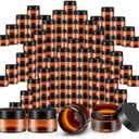 SATINIOR 100 Pcs Plastic Jars with Lids Small Containers Lids Wide Mouth Small Plastic Containers for Lotion Cream Rhinestones Body Butters Travel Storage(1 oz,Amber)