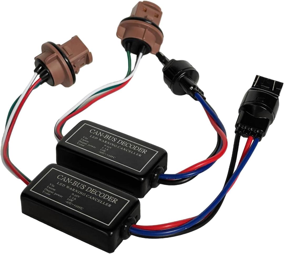 Alady 7443 LED Decoder Canbus Warning Canceller Resistor Fix T20 7444NA LED Bulb Error Code Turn Signal Hyper Flashing Wiring Harness Adapter