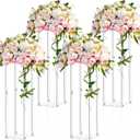 Geetery 4 Pieces 28 Inch Tall Acrylic Vase Wedding Centerpieces Clear Flower Stand Column Geometric Floral Vase Elegant Display Holder for Birthday Party Wedding Table Decorations