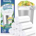 1.6 Gallon 120 pcs (Fit 1.3-1.6 Gal)Small Clear Trash Bags, Strong 1.3 Gallon1.5 Gallon 1.6 gallons Garbage Bags, Bathroom Trash Can Bin Liners, Mini Bags for Office, Waste Basket Liner,Fit 5-6 Liters