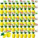 Nuenen 60 Pcs Pineapple Cups Plastic Pineapple Cups with Lids Hibiscus Straws Hawaiian Luau Cups with Palm Leaves Pineapple Drink Cups Tiki Cups for Tropical Luau Aloha Beach Theme Party Supplies, 3.5 x 5.3 inches
