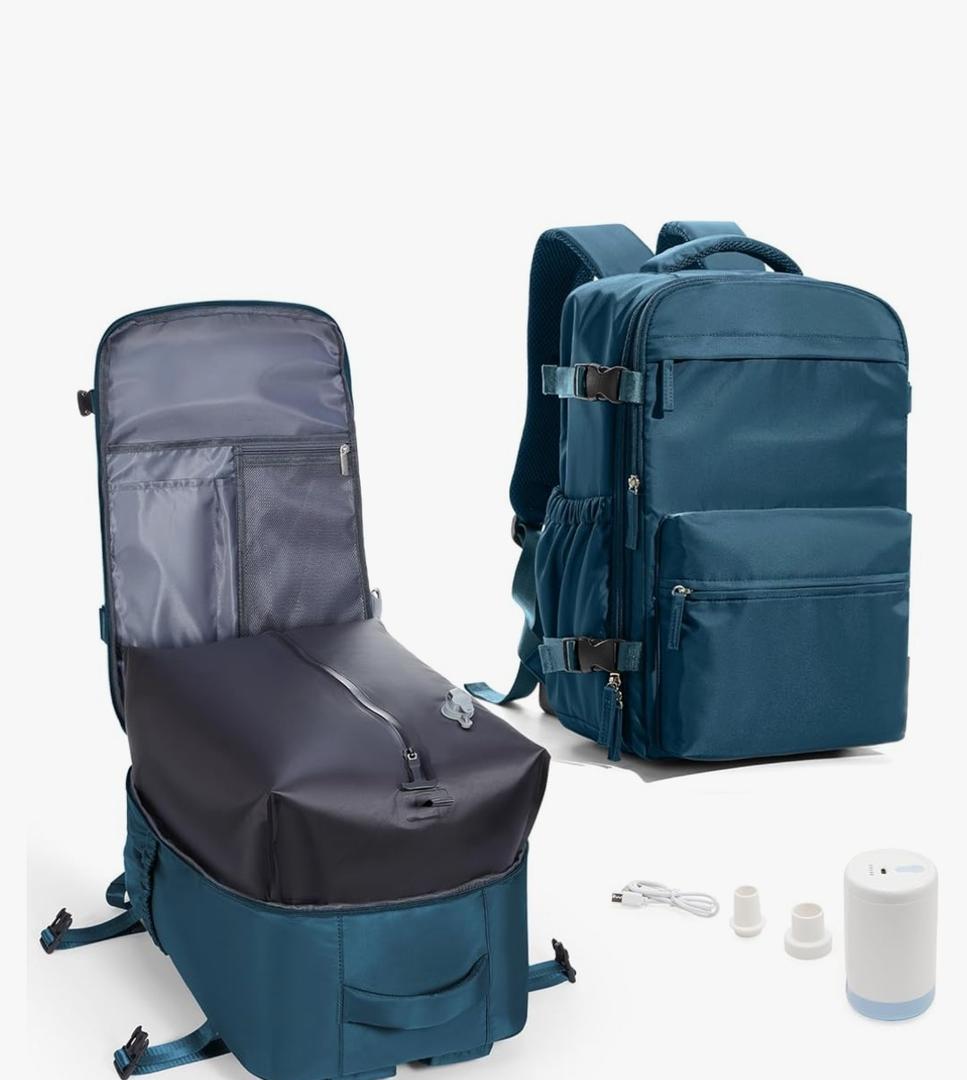 Vacuum Travel Backpack with Pump for Women,Airback Personal Item Carry on Backpacks Flight Approved for Men,Laptop Waterproof Work Compression bags Casual Daypack(Blue) Vacuum Travel Backpack with Pump for Women,Airback Personal Item Carry on Backpacks Flight Approved for Men,Laptop Waterproof Work Compression bags Casual Daypack(Blue)