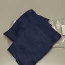 Chyhomenyc Navy Blue Semi Sheer Curtains 36 Inch Length, Light Filtering Faux Linen Slub Textured Burlap Small Kitchen Curtains Over Sink, Rod Pocket Short Drapes for Cafe Basement, 28Wx36L