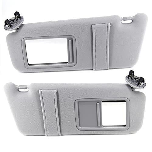 FEXON Pair Sun Visor Left Driver Right Passenger Side Compatible with 2007 2008 2009 2010 2011 Toyota Camry Hybrid Without Sunroof and Light (Gray)