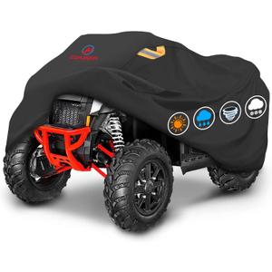 Comnova ATV Cover for 4 Wheelers - 88 Inch ATV Covers 600D Heavy Duty & Waterproof, Outdoor Four Wheeler Quad Cover All Weather Large for Polaris, Kawasaki, Arctic Cat, Honda, Yamaha and More (Black)