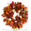 Fall Wreaths for Front Door,24 Inch Autumn Large Pumbkin Wreath with Berry,Maple Leaves and Pine Cone,Thanksgiving Harvest Festival Wreaths Indoor and Outdoor Wall, Window,Home Door Decor
