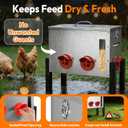 Chicken Feeder Metal 40lb,Automatic Chicken Feeder with Viewing Window,No Waste Height Adjustable Large Capacity Poultry Equipment,Rat Proof,Rodent Proof,Weatherproof Silo,Outdoor Chicken coop