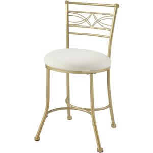 Gold Iron Vanity Stool with White Cushion
