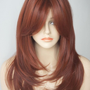 wigbuy Long Layered Copper Brown wig Synthetic wig layered Auburn Wigs with side bangs for White Women (Copper Brown)
