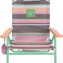 Roxy Beach Chair  Lounge Chair Outdoor, Lightweight Folding Chair with Adjustable Recline and Cup Holder  Beach Days, Pool Lounge Chairs, Folding Camping Chairs, Sun Tanning Chair or Festival (Green/Pink)